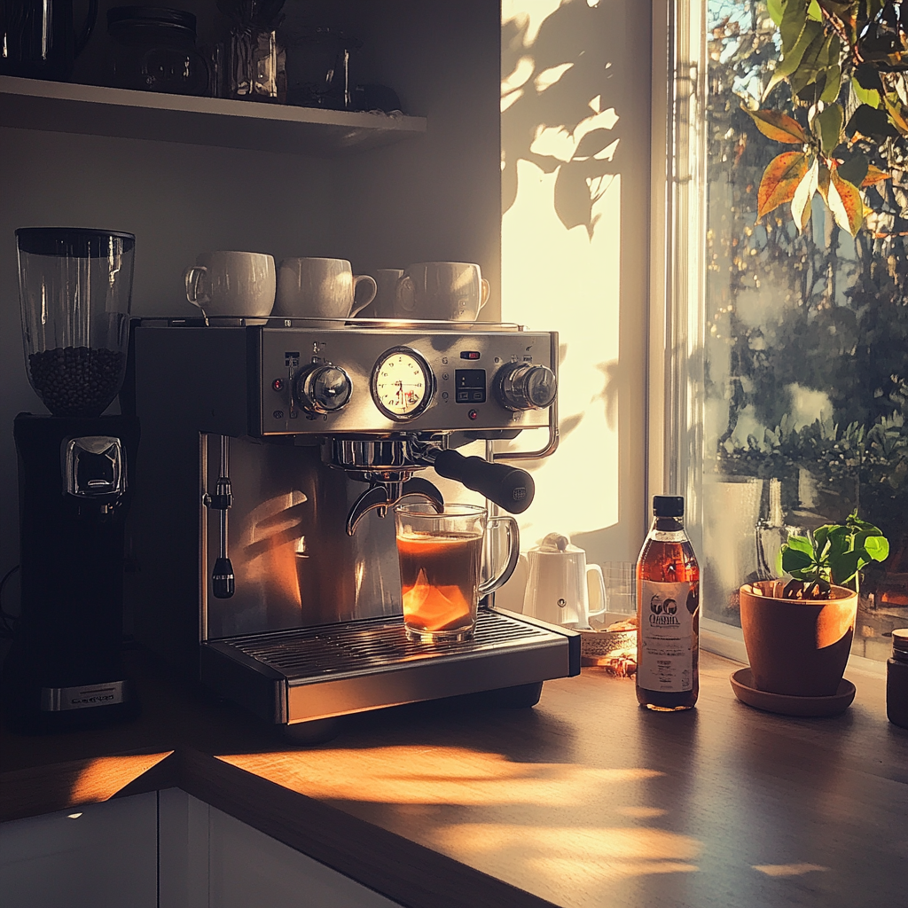 Una cafetera en una cocina | Fuente: Midjourney