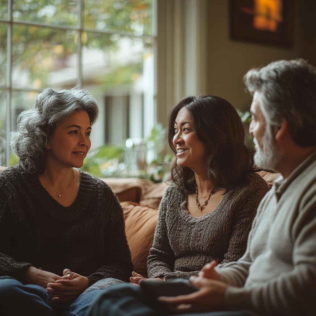 Cassandra hablando con sus padres | Fuente: Midjourney