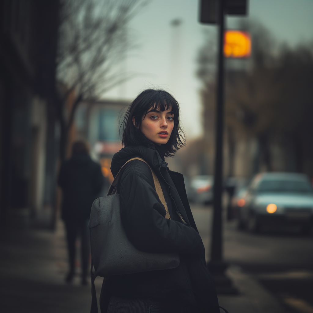 Una mujer caminando con una bolsa | Fuente: Midjourney