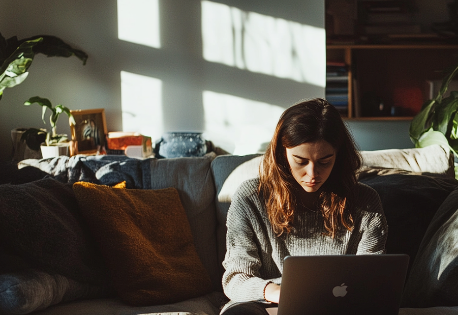 Una mujer utilizando una laptop | Fuente: Midjourney