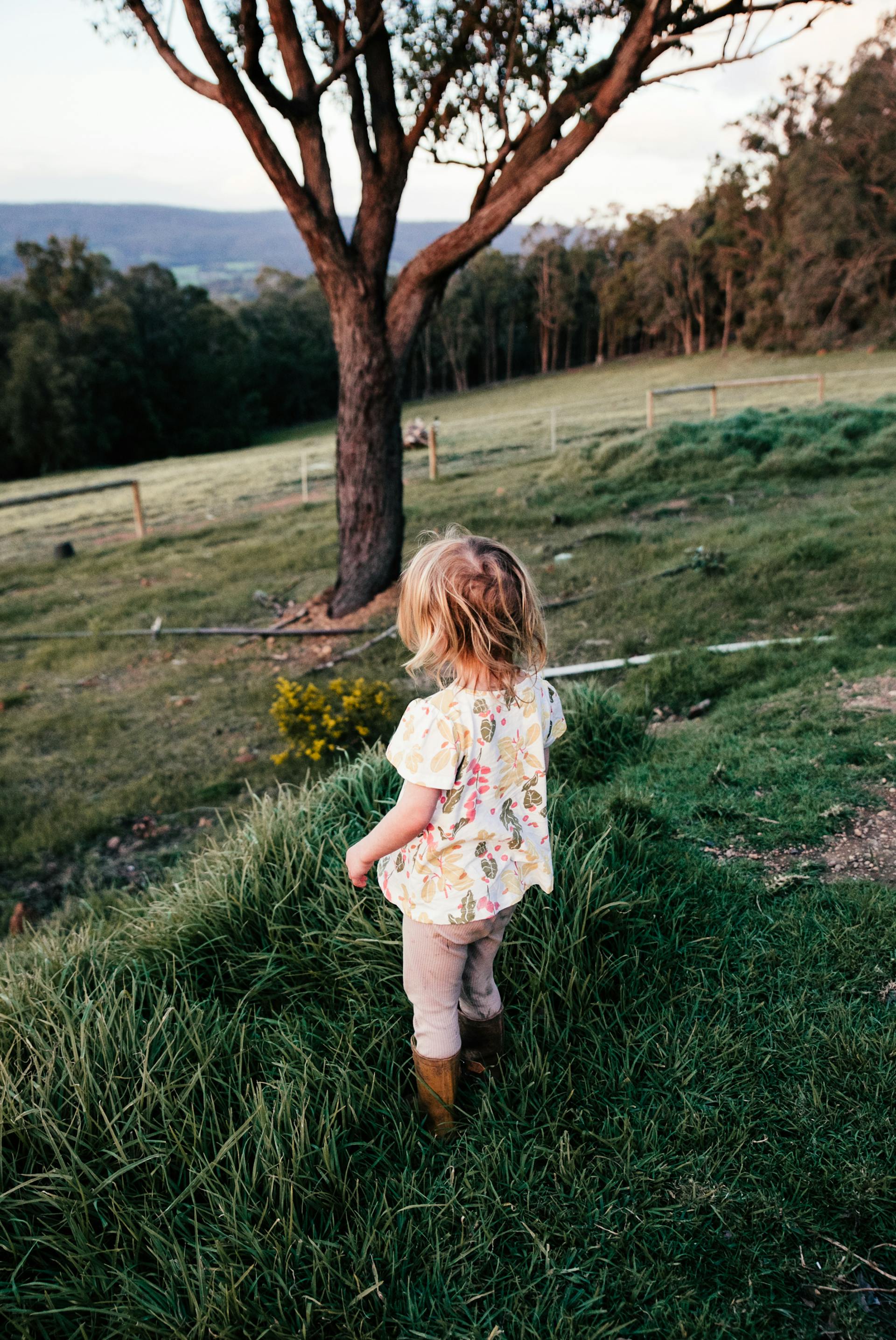 Una niña jugando sola en el césped | Fuente: Pexels