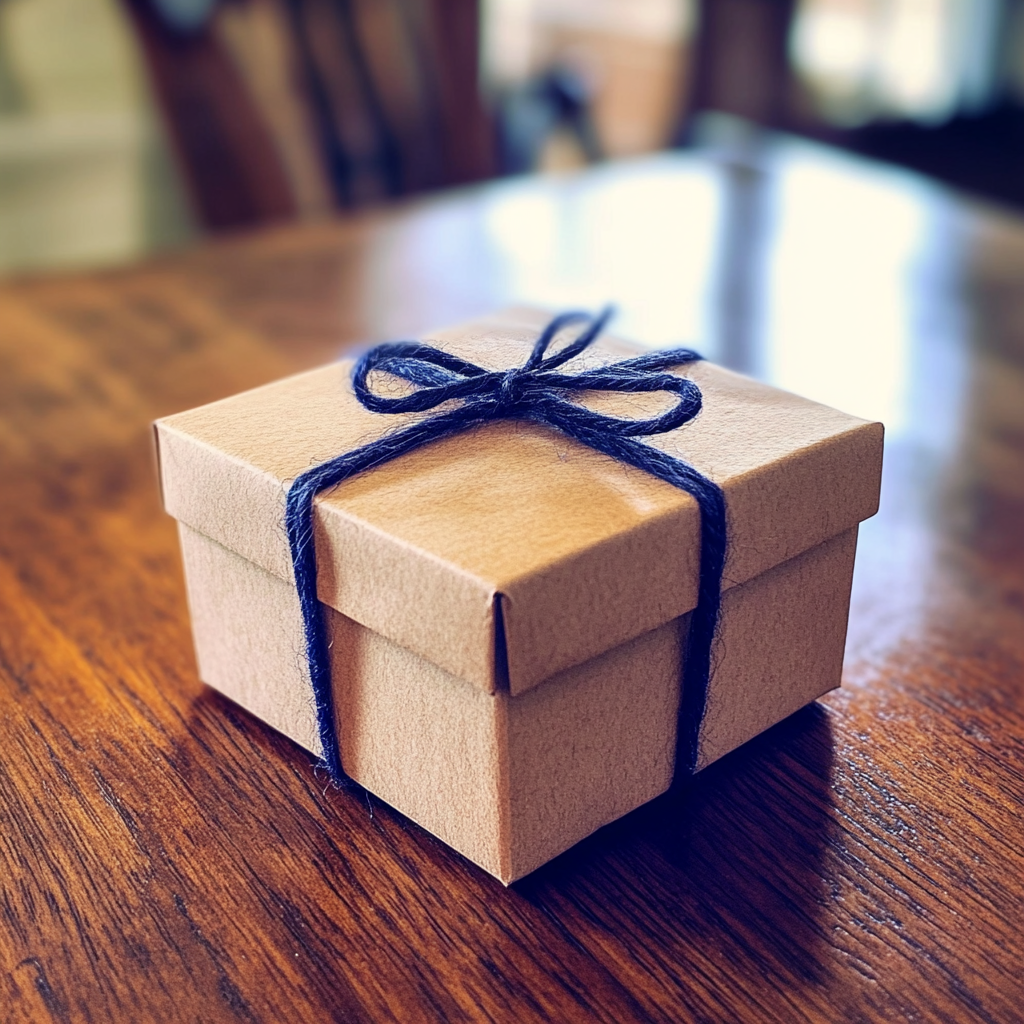 Una pequeña caja sobre una mesa | Fuente: Midjourney