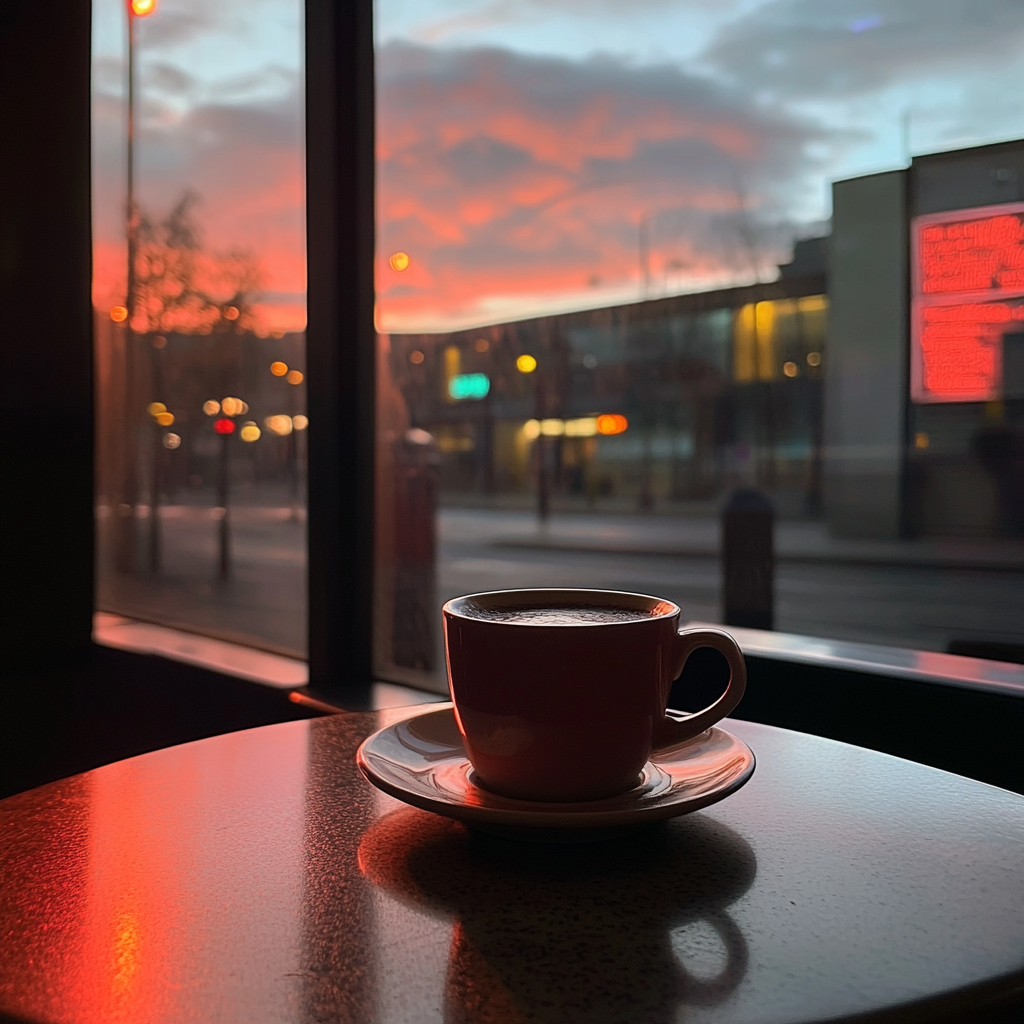 Una taza de café sobre una mesa | Fuente: Midjourney