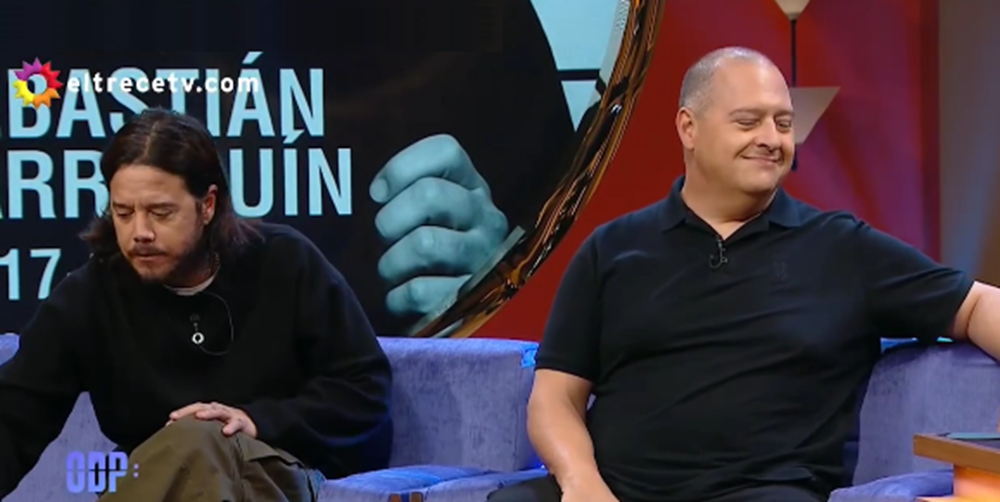 Sebastián Marroquín, hijo de Pablo Escobar, y Sebastián Ortega en entrevista con Mario Pergolini | Fuente: Instagram/eltrecetv