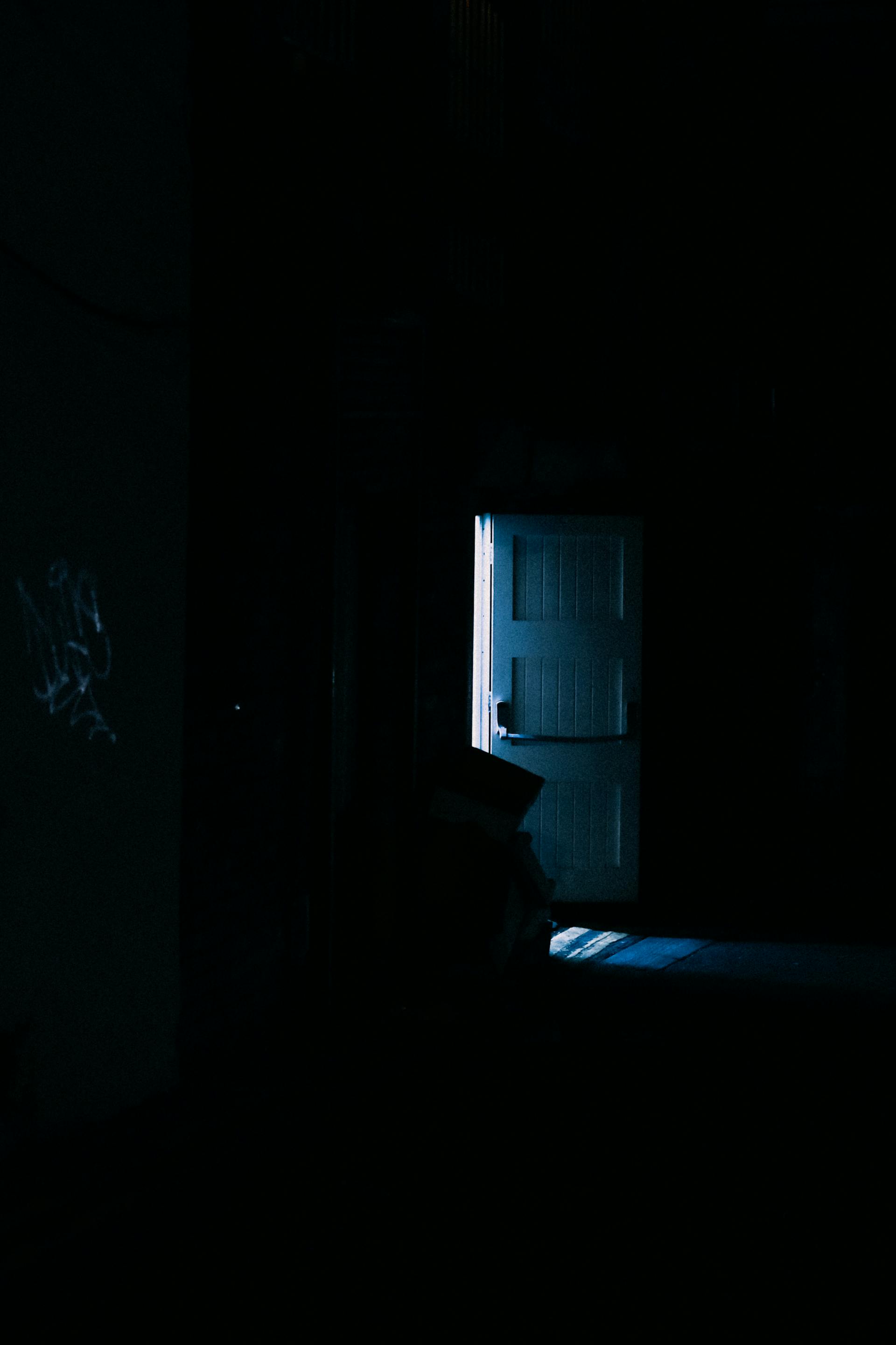 Una puerta en una zona oscura | Fuente: Pexels
