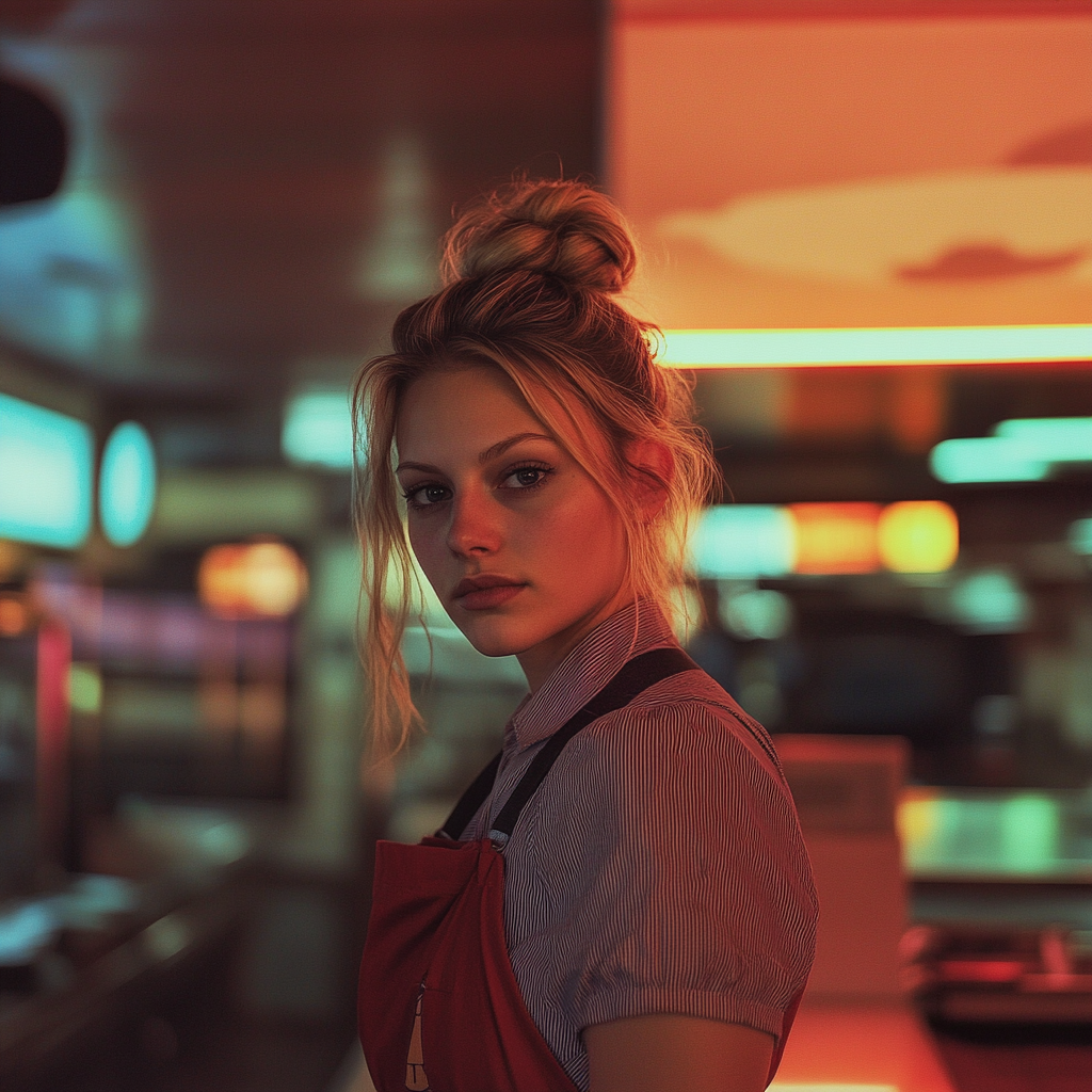 Una camarera cansada en una cafetería | Fuente: Midjourney