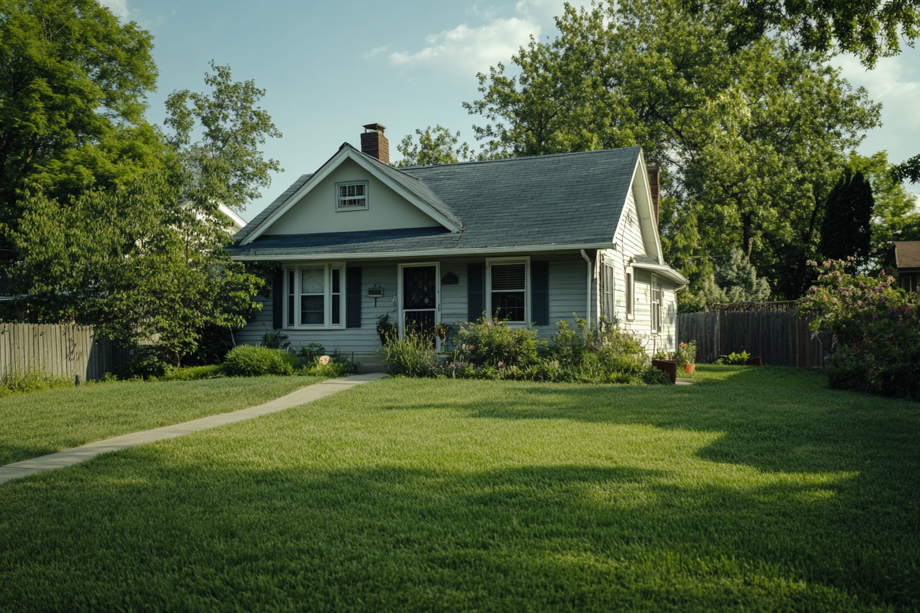 Una pequeña casa suburbana | Fuente: Midjourney