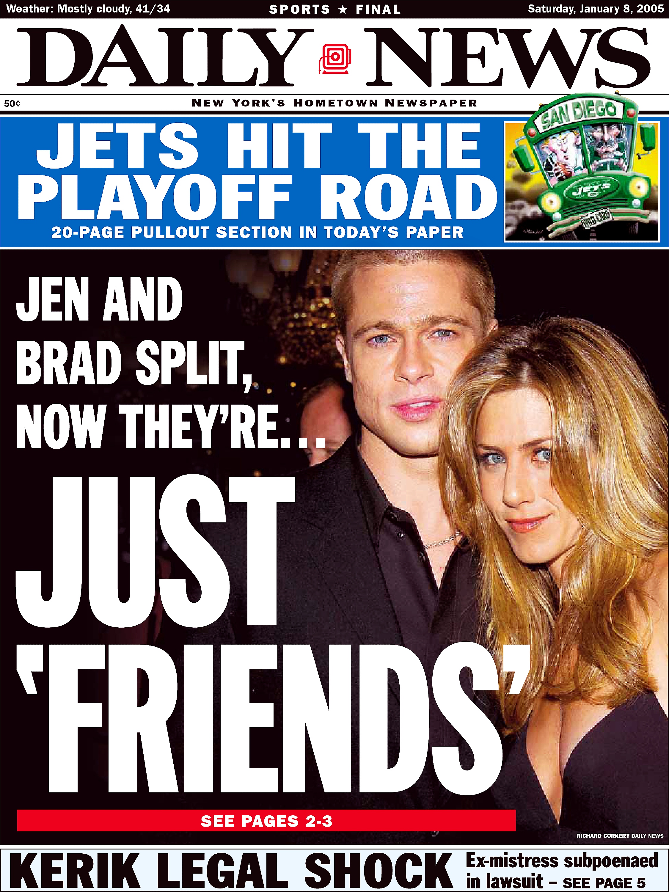 Portada del Daily News del 8 de enero de 2005 | Fuente: Getty Images