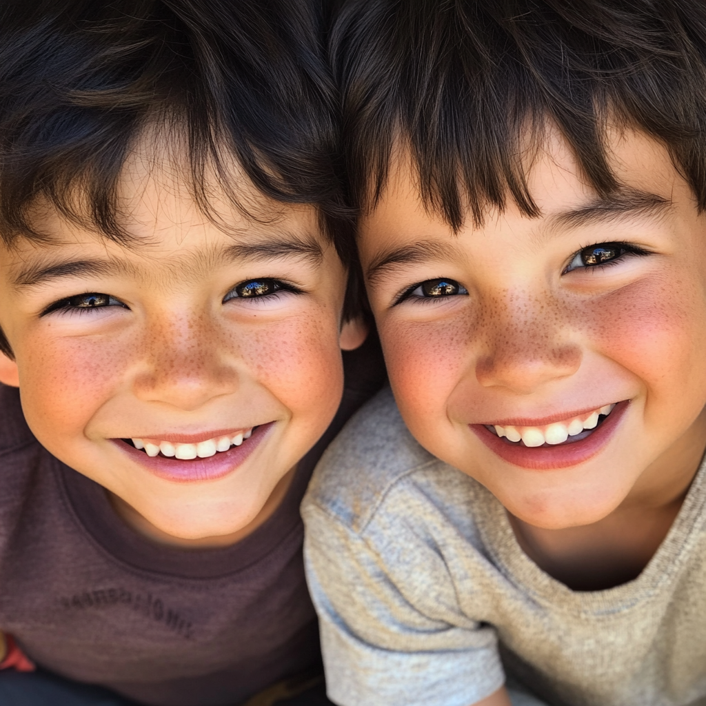 Dos niños sonrientes | Fuente: Midjourney