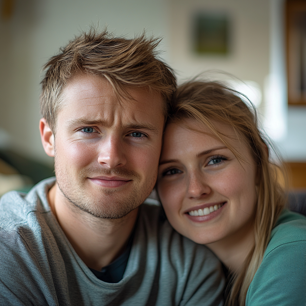 Una pareja feliz compartiendo un abrazo | Fuente: Midjourney