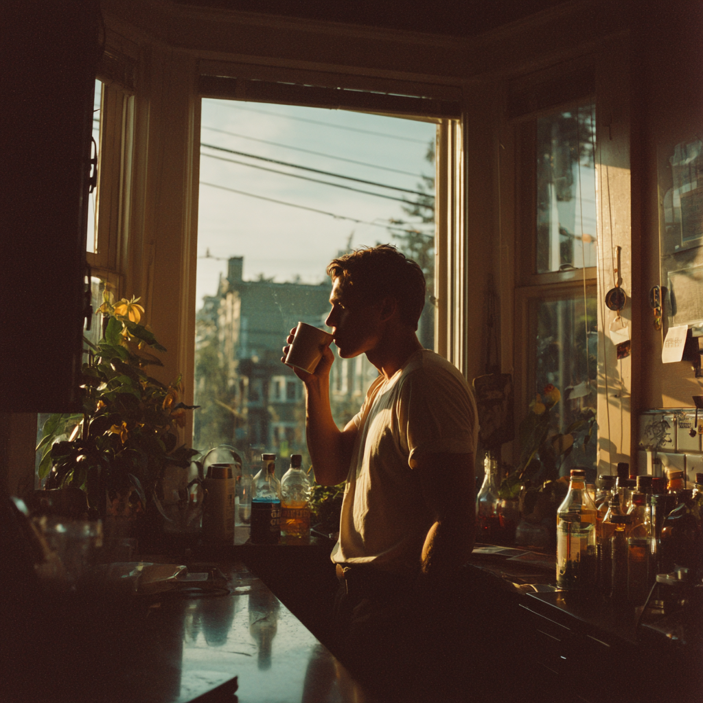 Un uomo che beve un caffè | Fonte: Midjourney