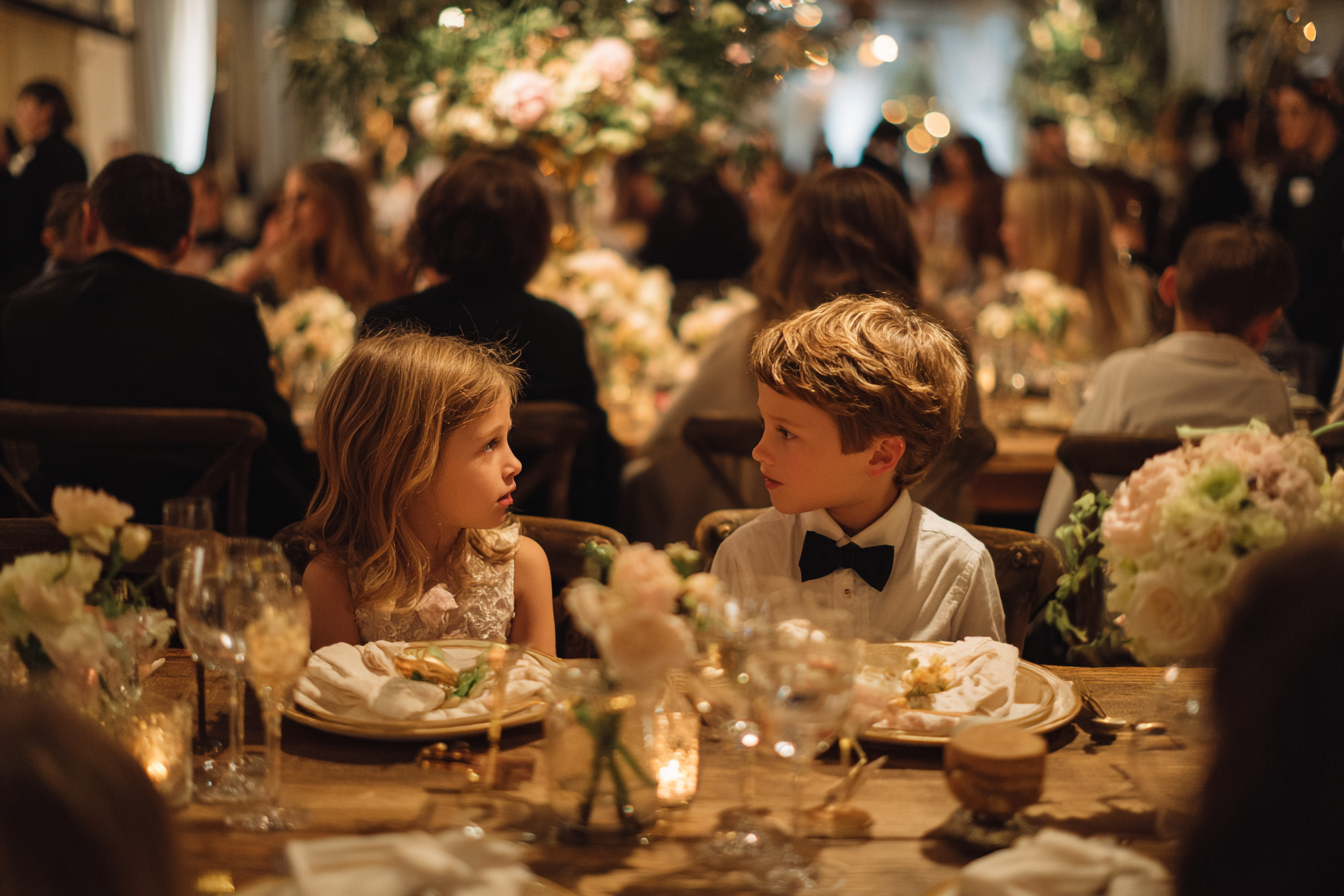 La mesa de los niños en un banquete de boda | Fuente: Midjourney