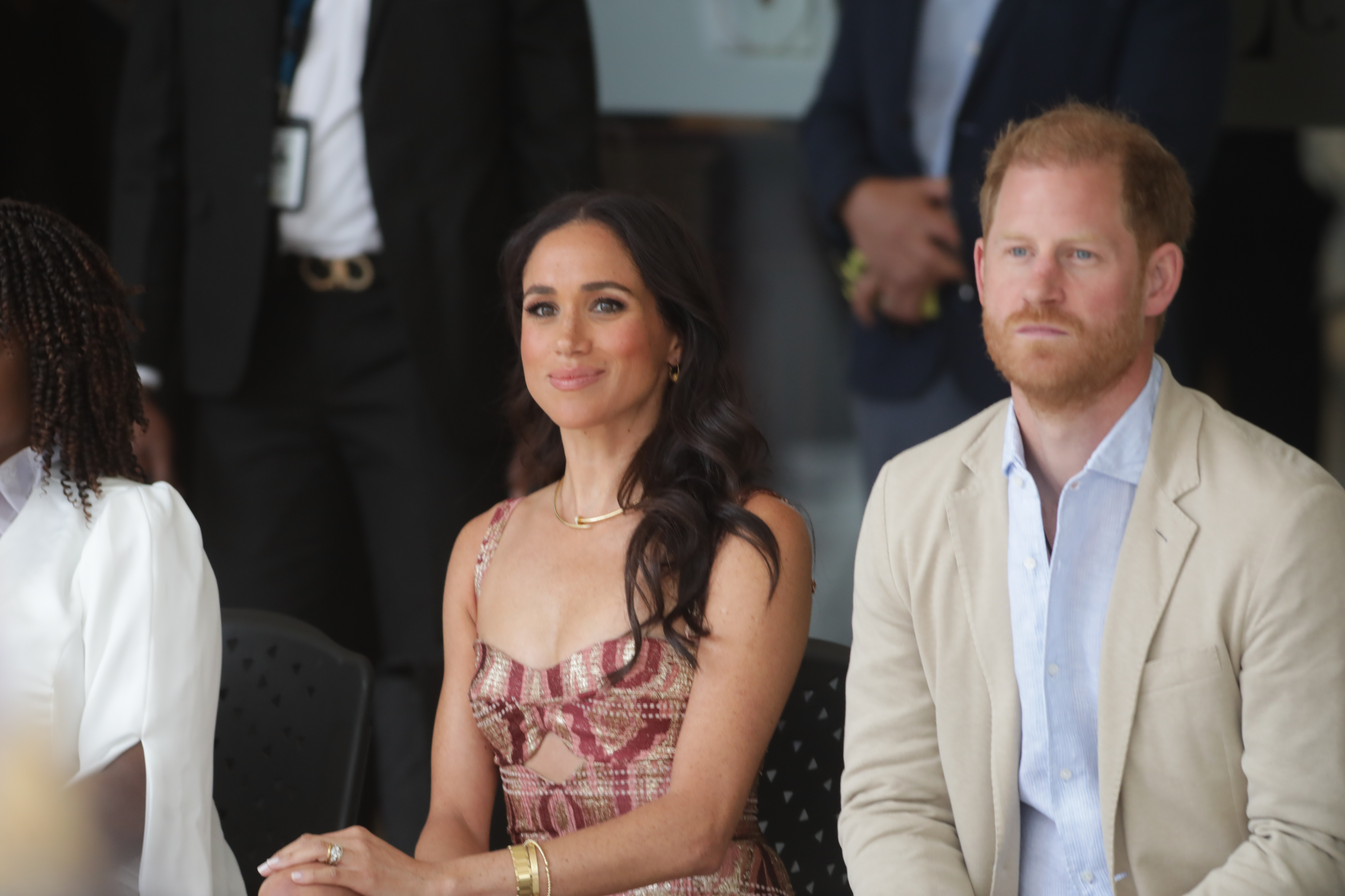 Meghan Markle y el príncipe Harry visitan el Centro de Arte Delia Zapata en Bogotá, Colombia, el 15 de agosto de 2024 | Fuente: Getty Images