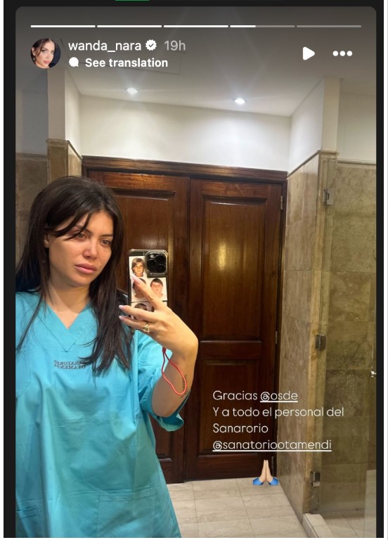 Wanda Nara en el sanatorio Otamendi. | Foto: instagram.com/@wanda_nara