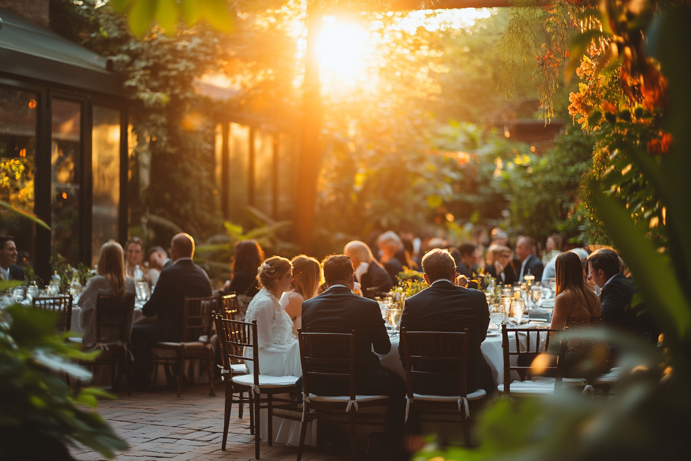 Lugar de la boda con invitados | Fuente: Midjourney