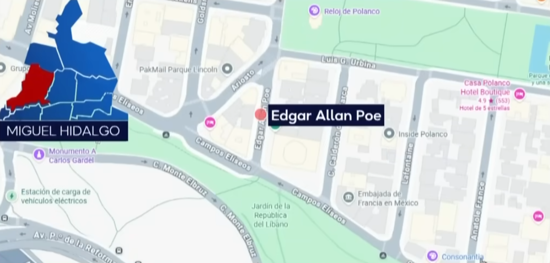 Ubicación donde habría ocurrido el presunto asesinato de Carolina Flores Gómez en Polanco, Ciudad de México | Fuente: YouTube/MILENIO