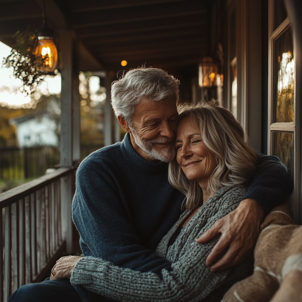 Una donna felice con suo marito | Fonte: Midjourney