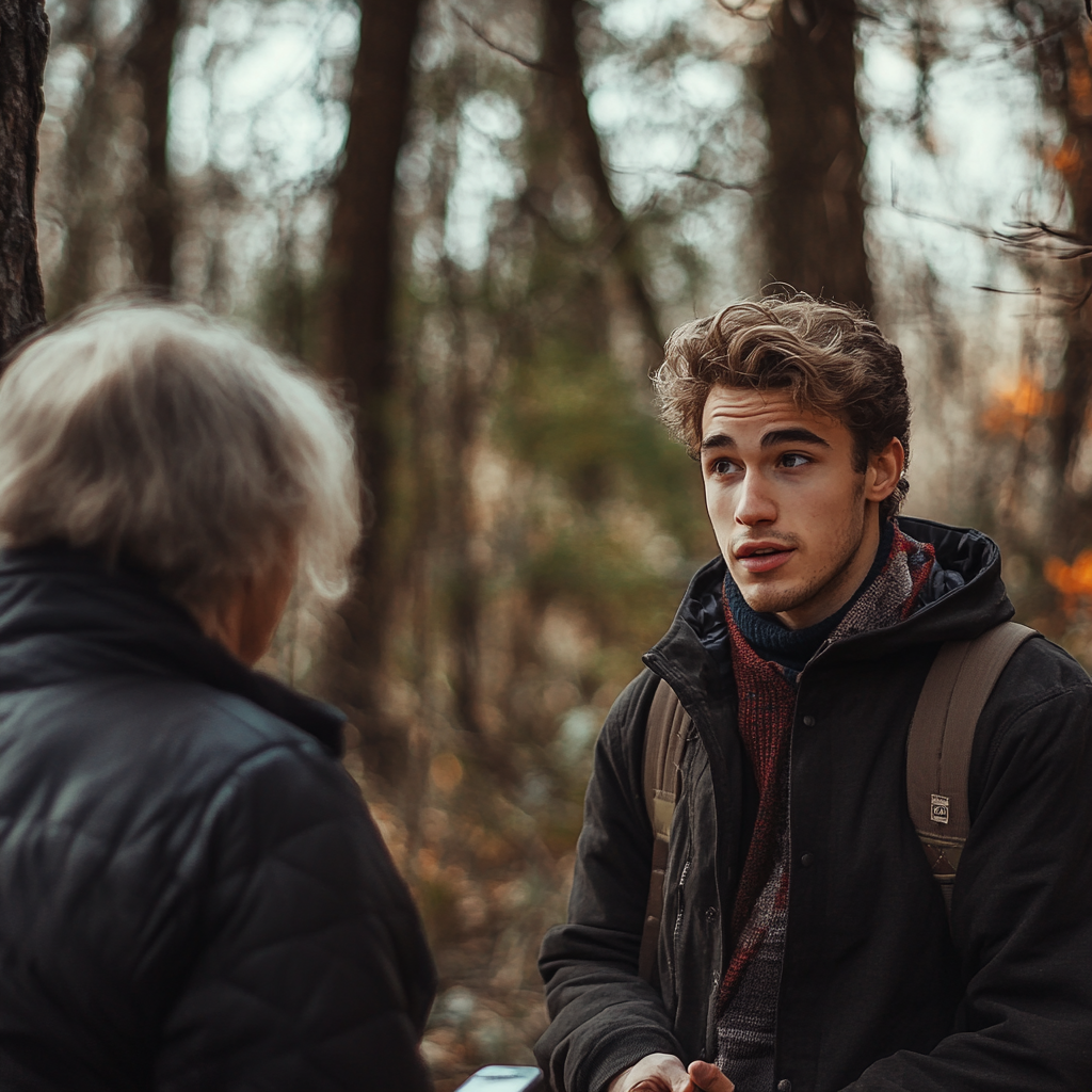 Hijo hablando con su madre | Fuente: Midjourney