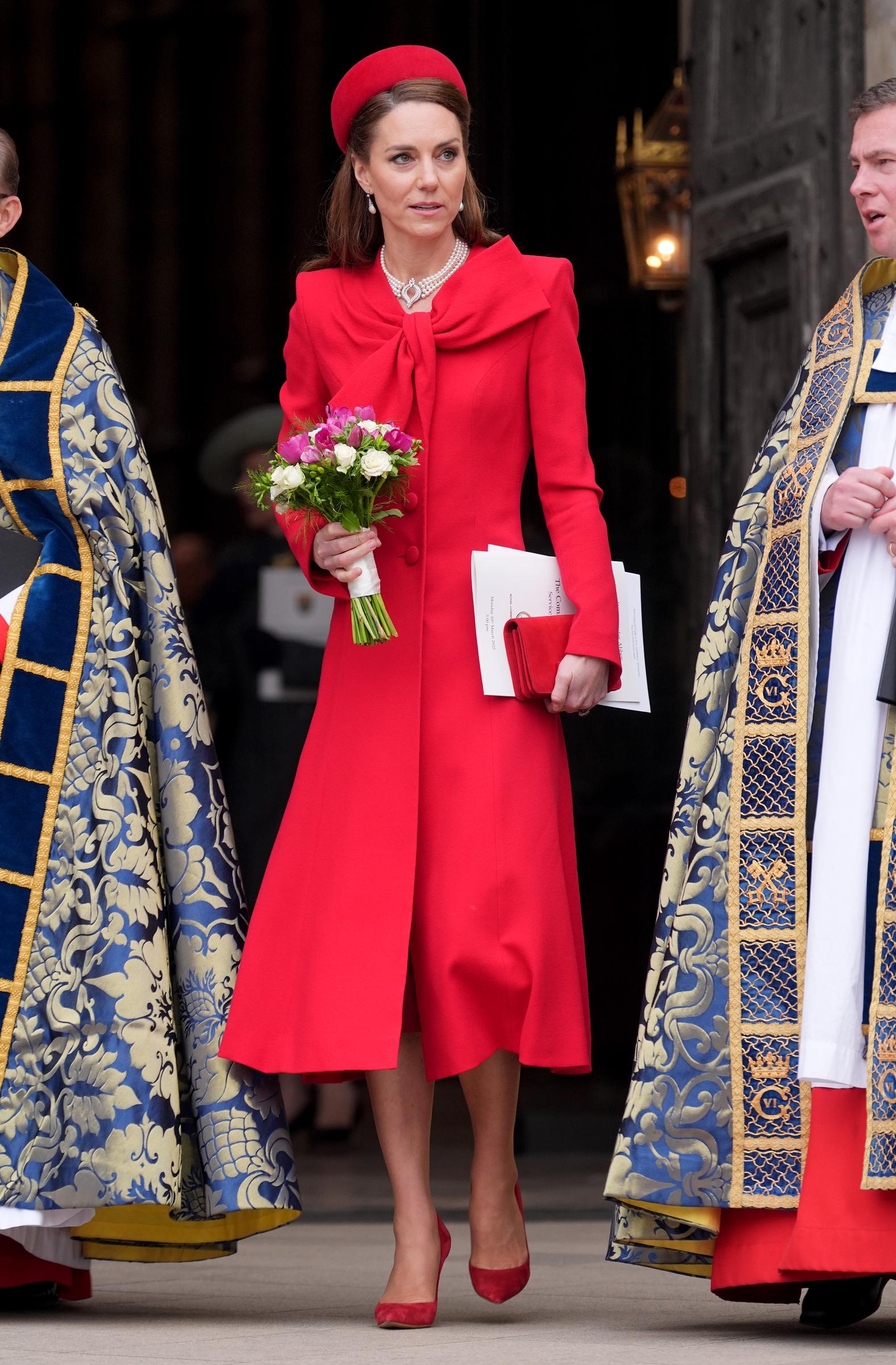 Catherine, princesa de Gales, se marcha tras asistir a las celebraciones anuales del Día de la Commonwealth en la Abadía de Westminster el 10 de marzo de 2025 | Fuente: Getty Images