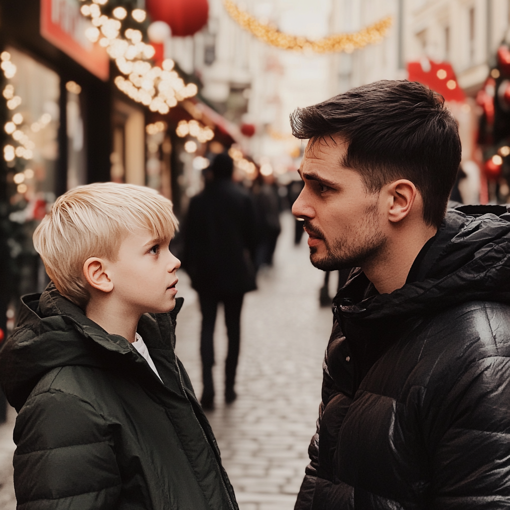 Un hombre hablando con un niño | Fuente: Midjourney