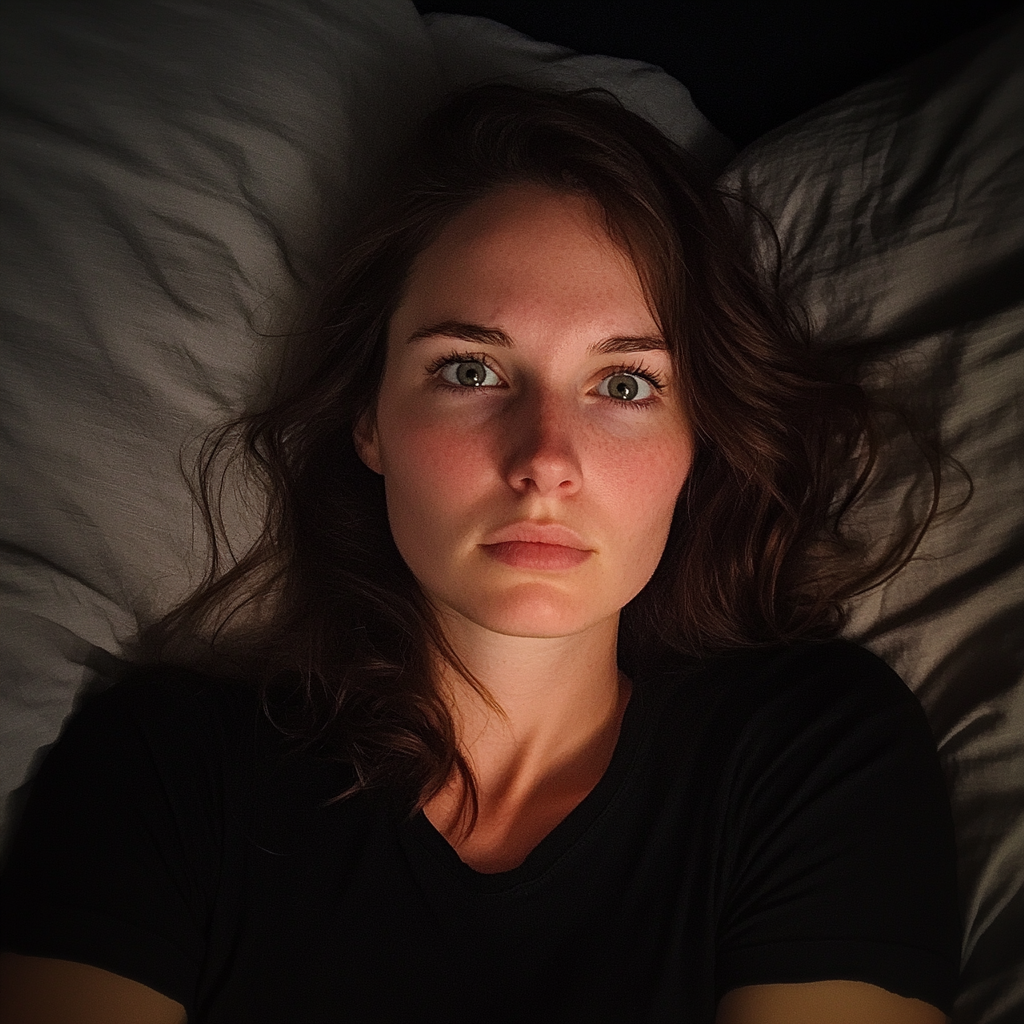 Una mujer tumbada en su cama | Fuente: Midjourney