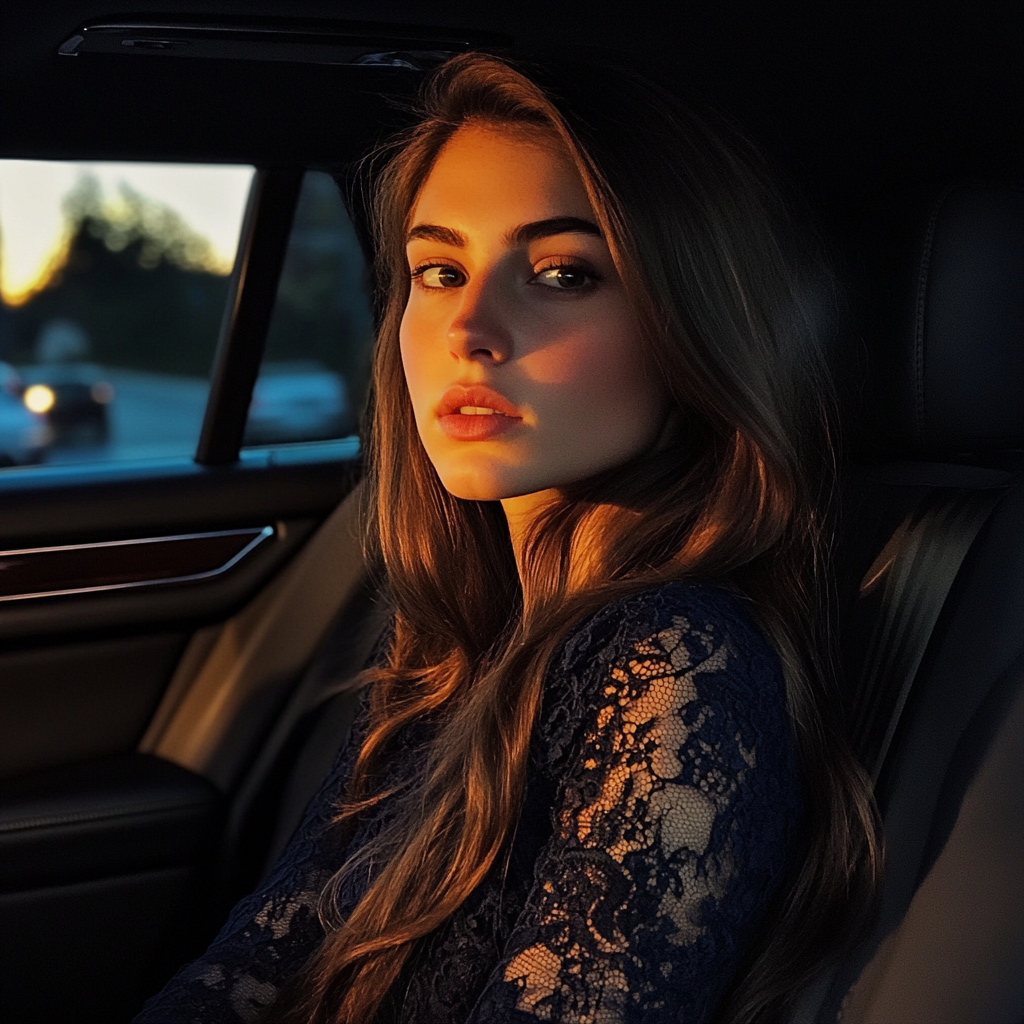 Una mujer sentada en un automóvil | Fuente: Midjourney