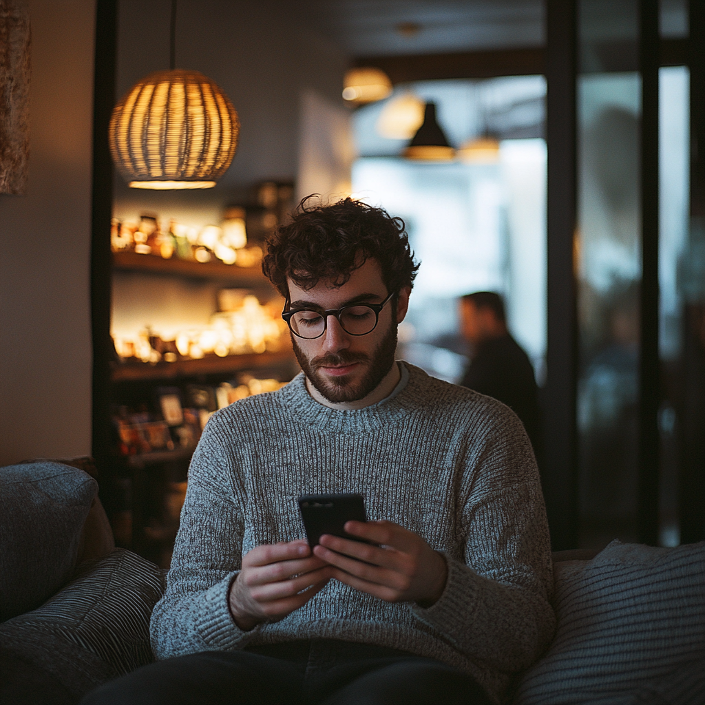 Un hombre mirando su teléfono | Fuente: Midjourney