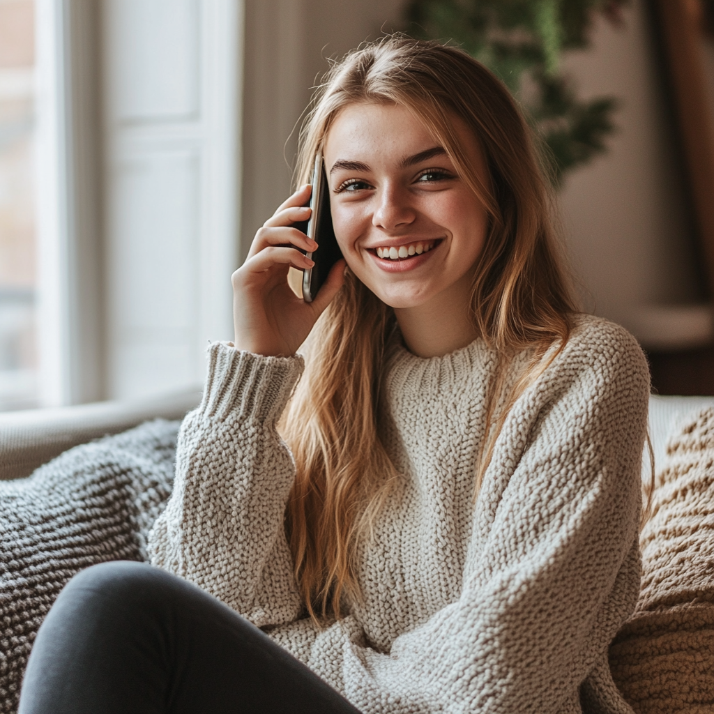 Una joven al teléfono | Fuente: Midjourney