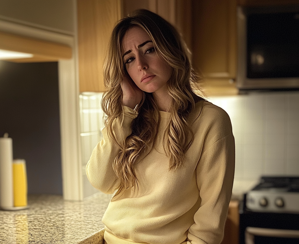 Una mujer enfadada con un jersey amarillo | Fuente: Midjourney