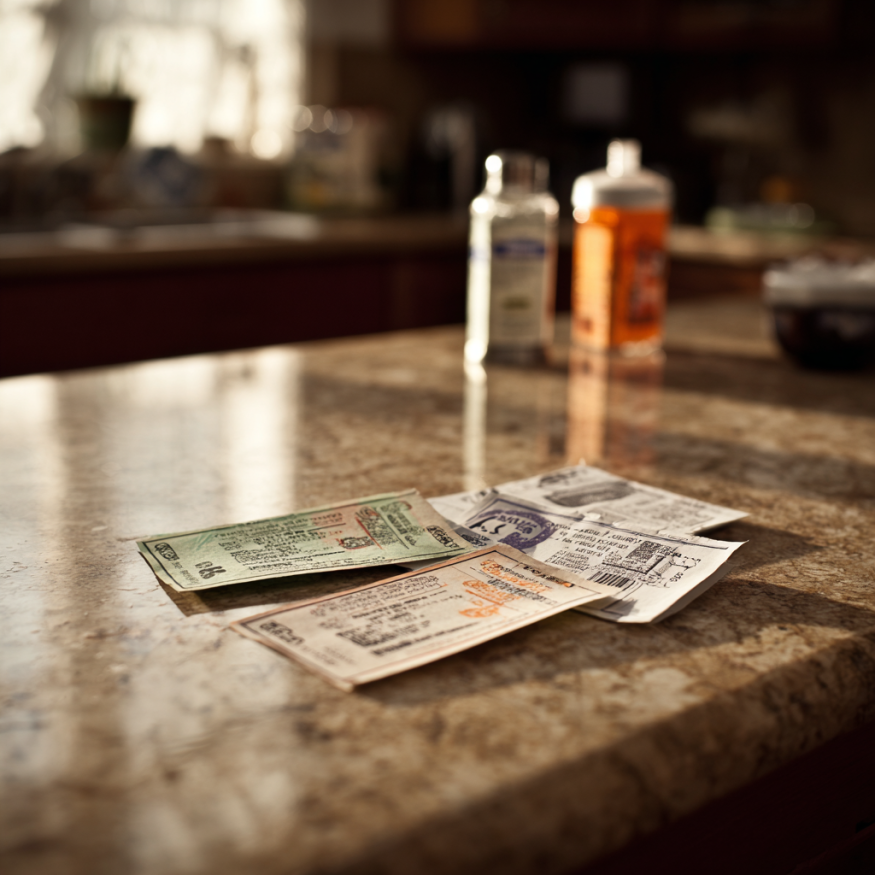 Cupones en un mostrador de cocina | Fuente: Midjourney