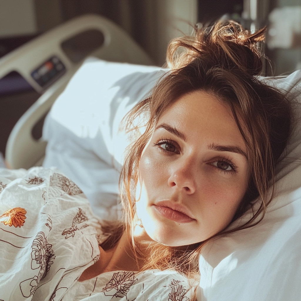 Una mujer tumbada en una cama de hospital | Fuente: Midjourney