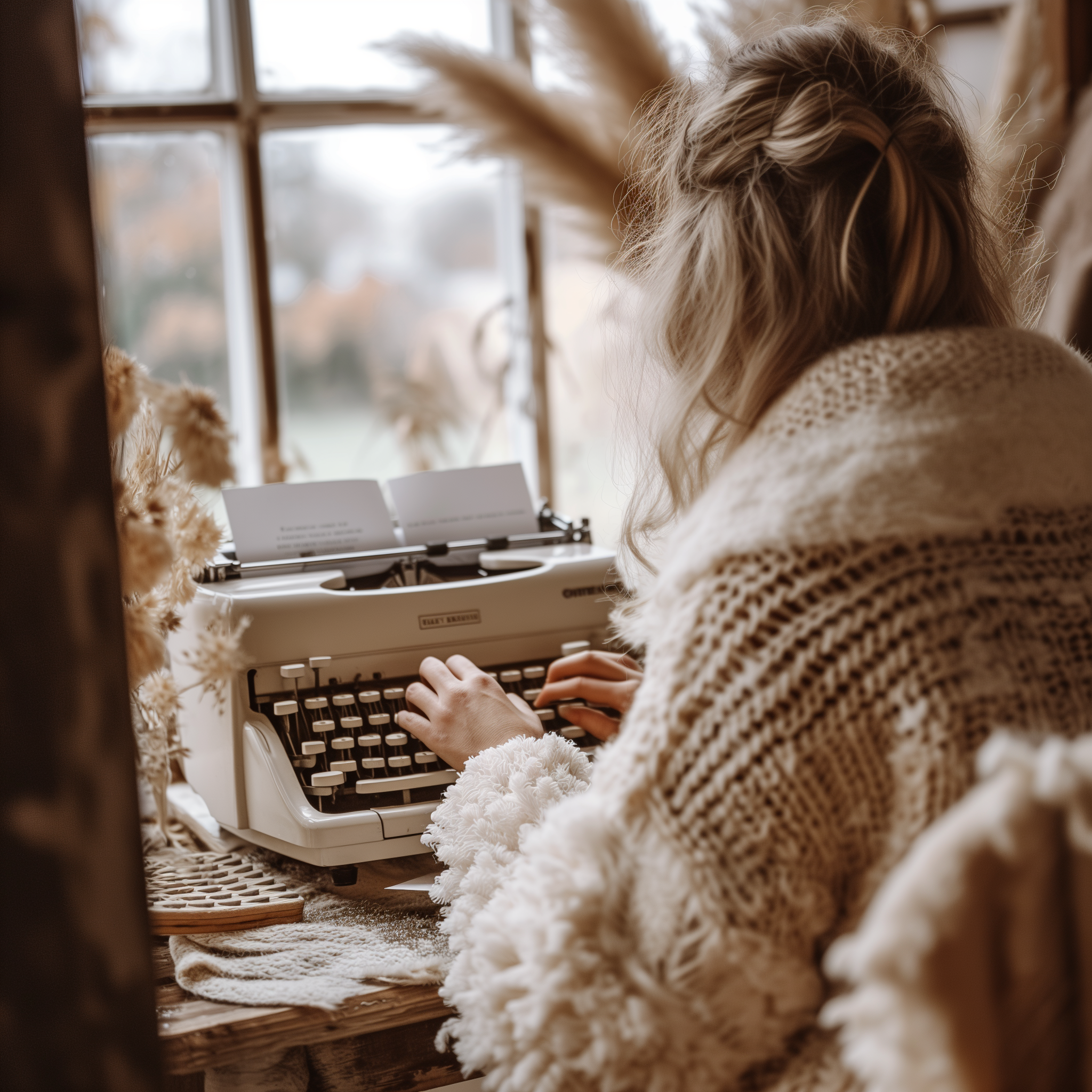 Una persona utilizando una máquina de escribir | Fuente: Midjourney