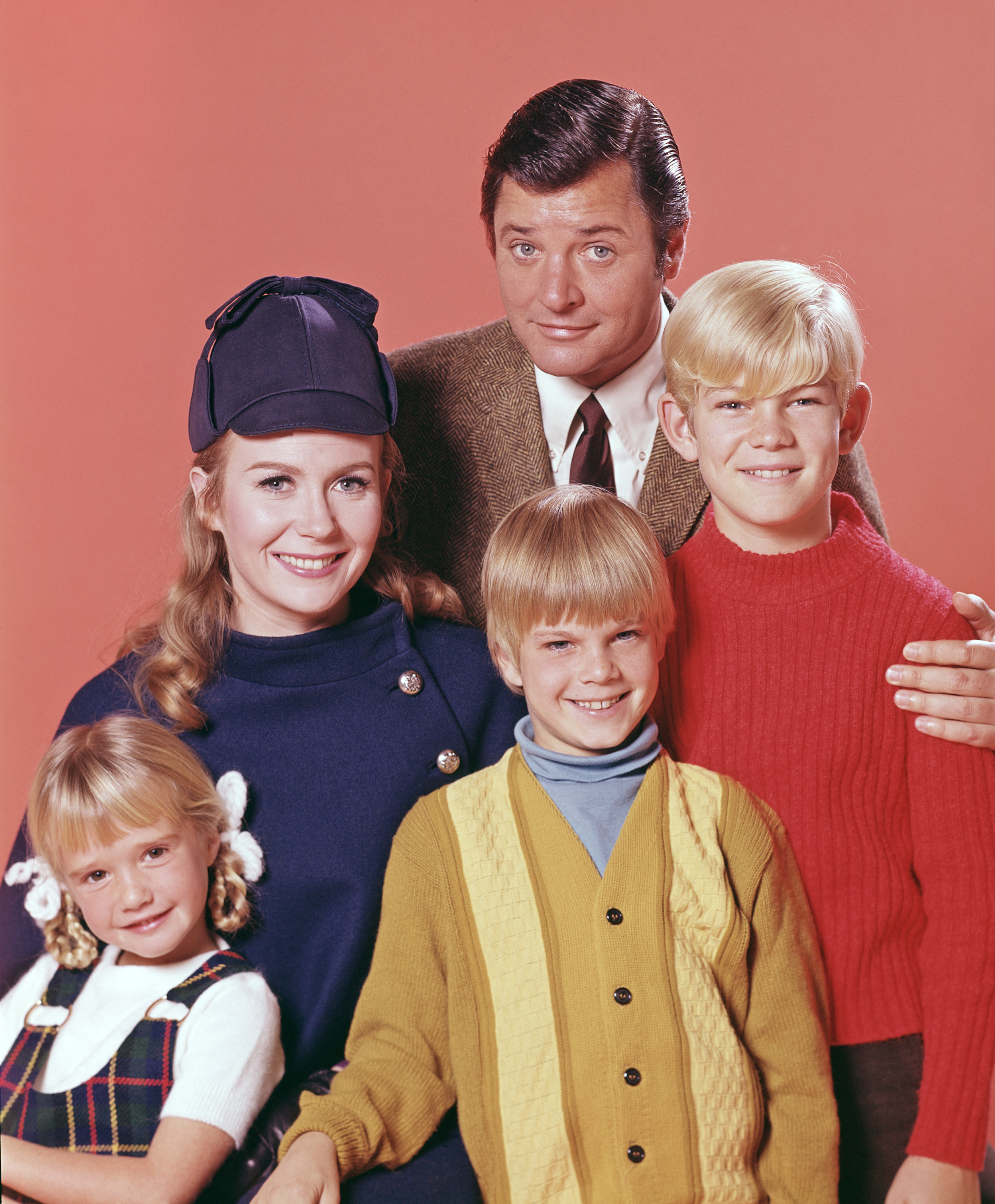 Kim Richards (Prudence), Juliet Mills (Nanny), Trent Lehman (Butch), Richard Long (El Profesor) y David Doremus (Hal), el 25 de septiembre de 1970 | Fuente: Getty Images