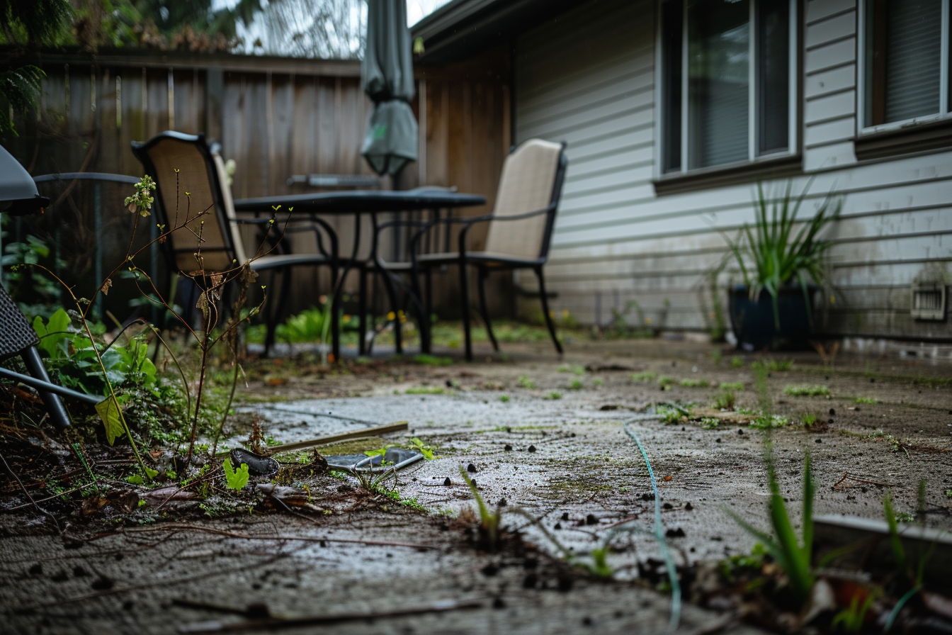 Un patio trasero desolado | Fuente: Midjourney