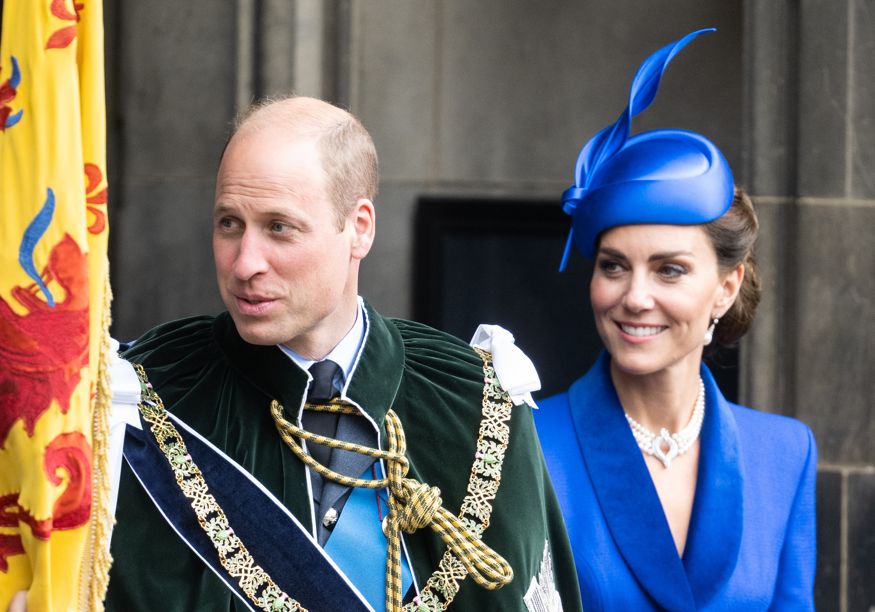 Catherine, princesa de Gales, y William, príncipe de Gales, salen de un servicio nacional de acción de gracias y dedicación a la coronación del rey Charles III y la reina Camilla en Edimburgo, Escocia, el 5 de julio de 2023 | Fuente: Getty Images