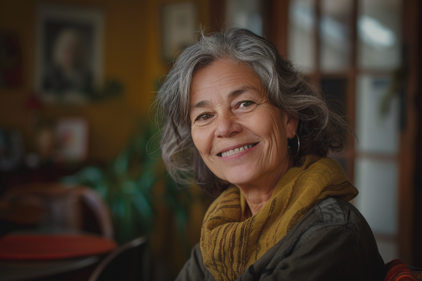 Una mujer mayor sonriendo | Fuente: Midjourney