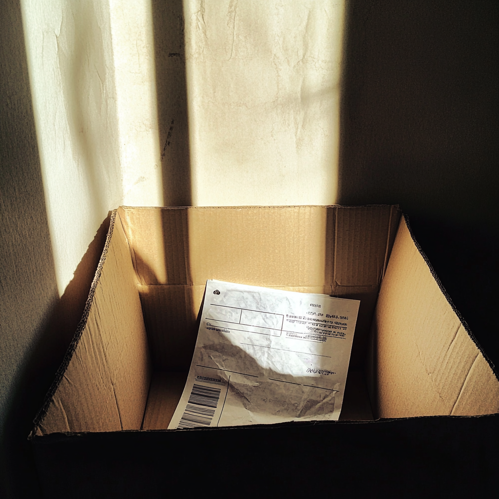 Un recibo en una caja | Fuente: Midjourney