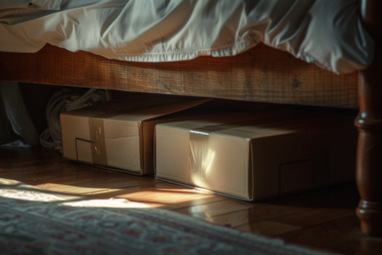Dos cajas bajo la cama | Fuente: Midjourney