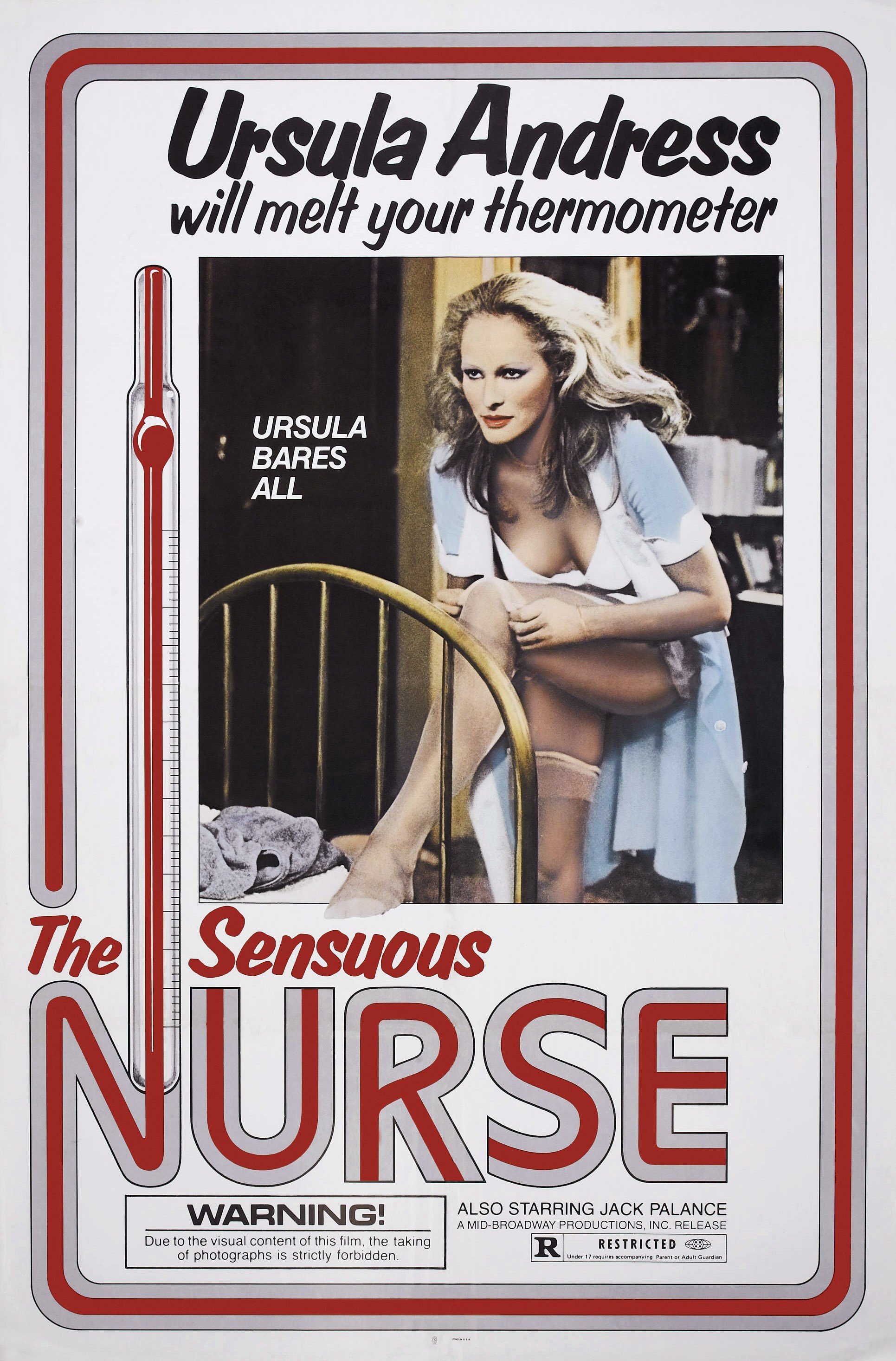 "The Sensuous Nurse", cartel de Ursula Andress, en 1975. | Fuente: Getty Images