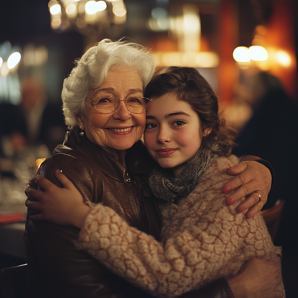 Una mujer feliz abraza a otra | Fuente: Midjourney