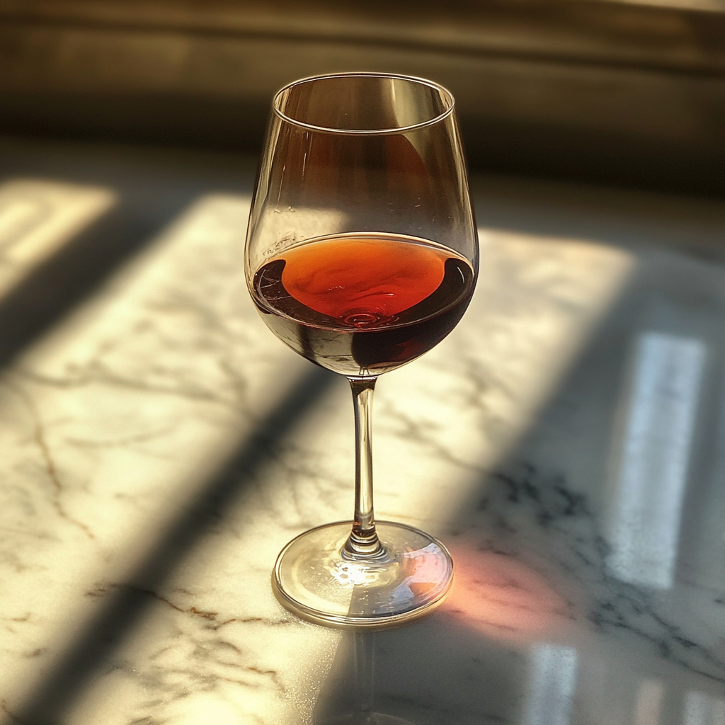 Una copa de vino en un mostrador | Fuente: Midjourney