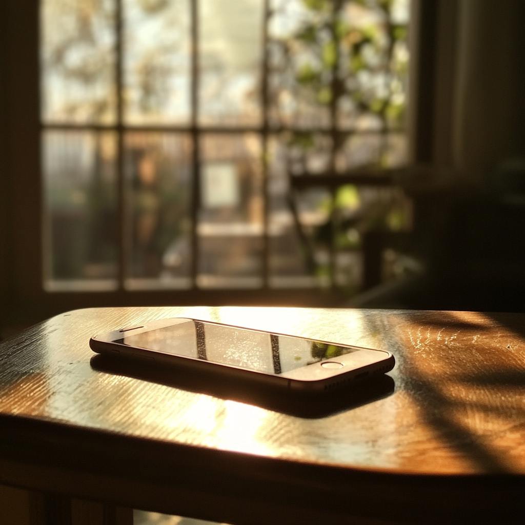 Un móvil sobre una mesa | Fuente: Midjourney