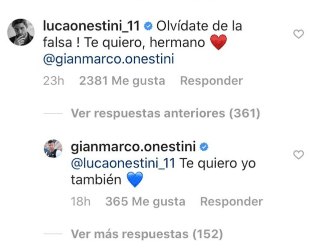 Comentarios entre Gianmarco Onestini y su hermano Gianluca. |Foto: Instagram/gianmarco.onestini, captura cortesía de Tikitakas