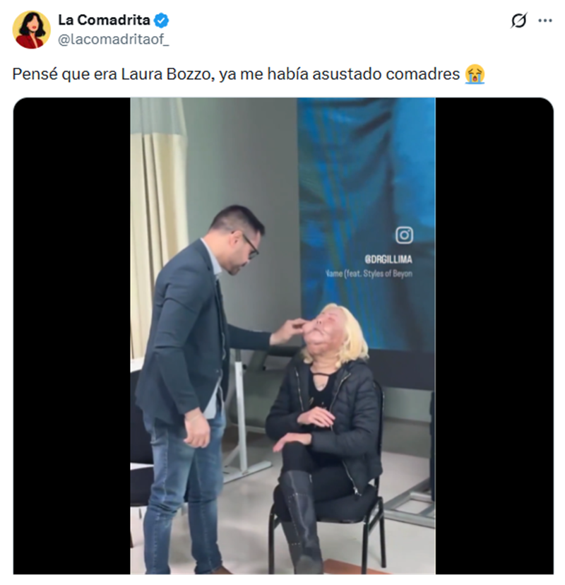Captura de la publicación de la usuaria La Comadrita en X en la que nombra a Laura Bozzo | Fuente: X/lacomadritaof_