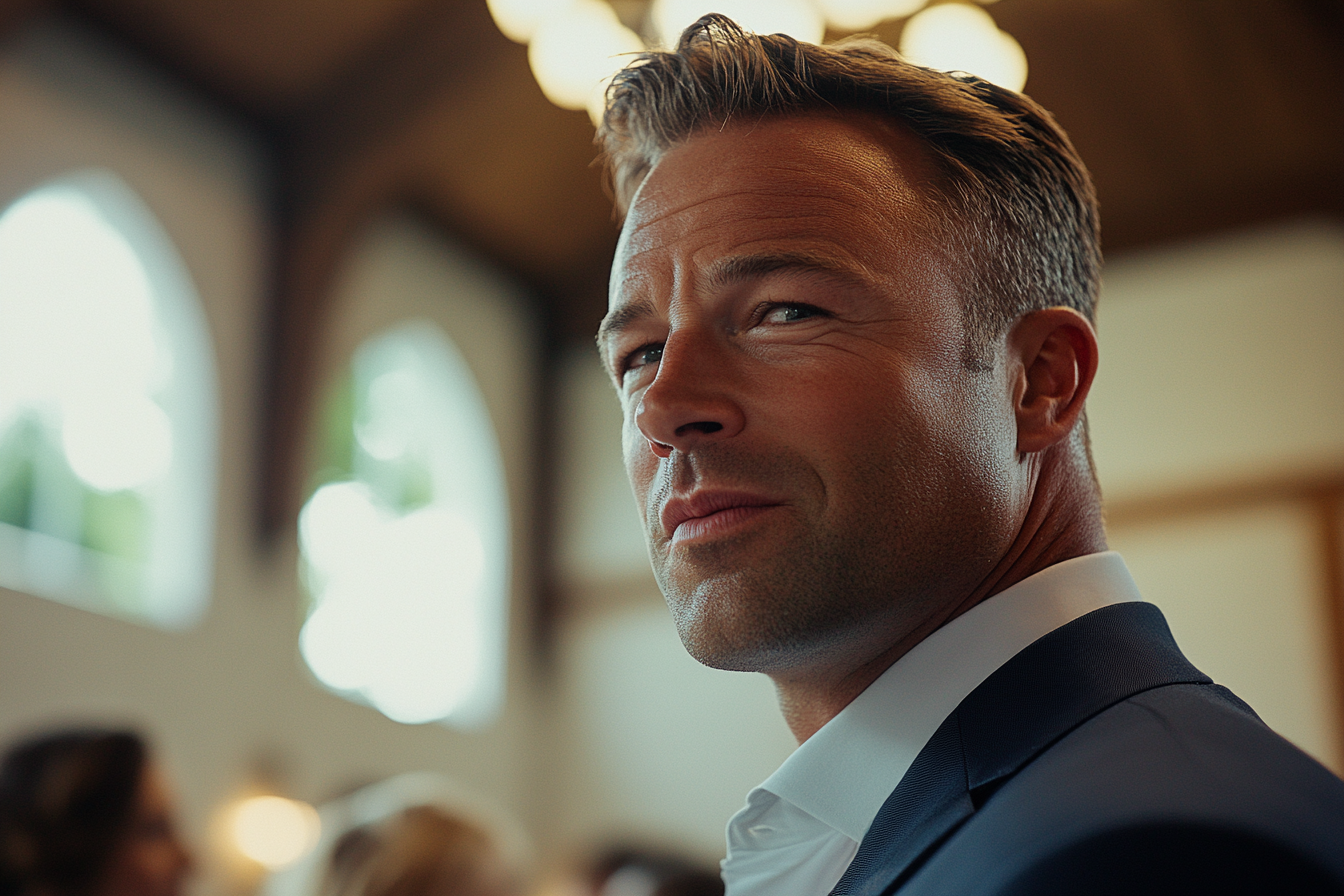 Un hombre en la boda de su hijo | Fuente: Midjourney