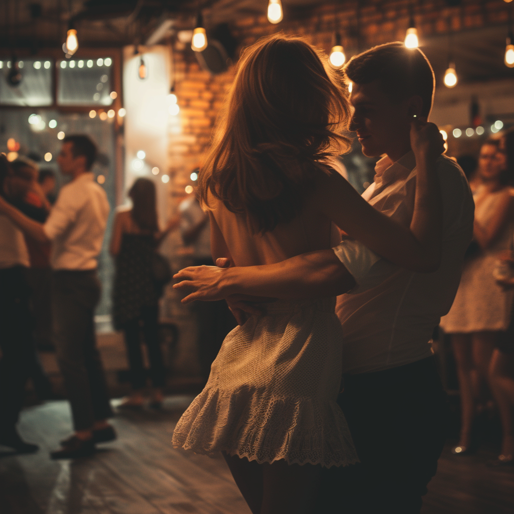 Una pareja bailando en una fiesta | Fuente: Midjourney