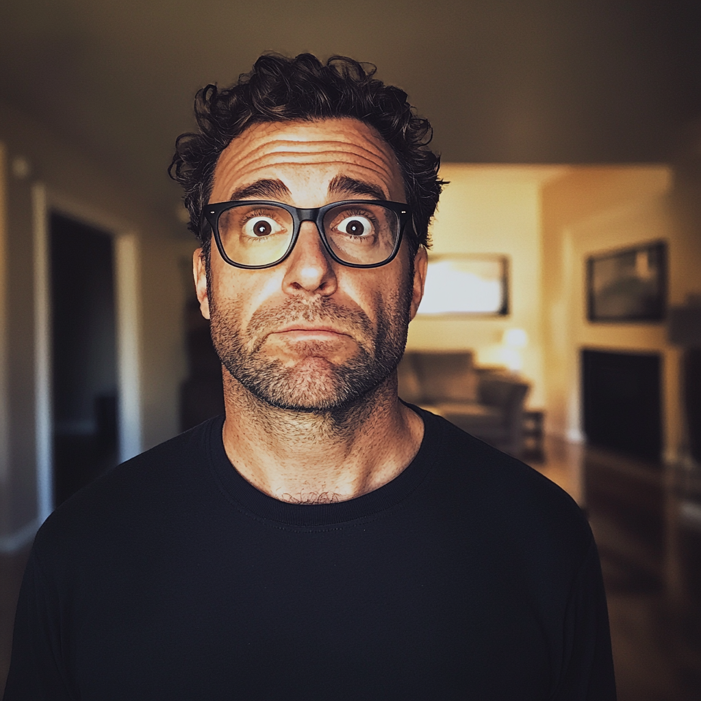 Un hombre de pie en un salón | Fuente: Midjourney