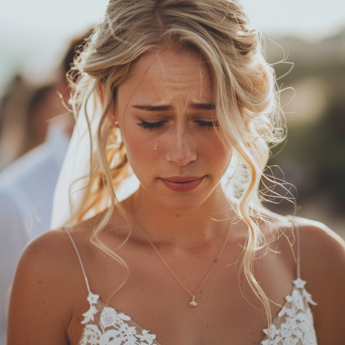 Una novia llorando en su boda | Fuente: Midjourney