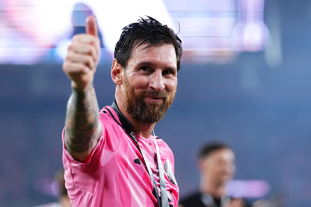 Lionel Messi, del Inter Miami CF (n.º 10), celebra tras ganar el partido de la Campeones Cup 2026 entre el Inter Miami CF y el Cruz Azul en el Nu Stadium, el 16 de septiembre de 2026 en Miami, Florida. | Fuente: Getty Images