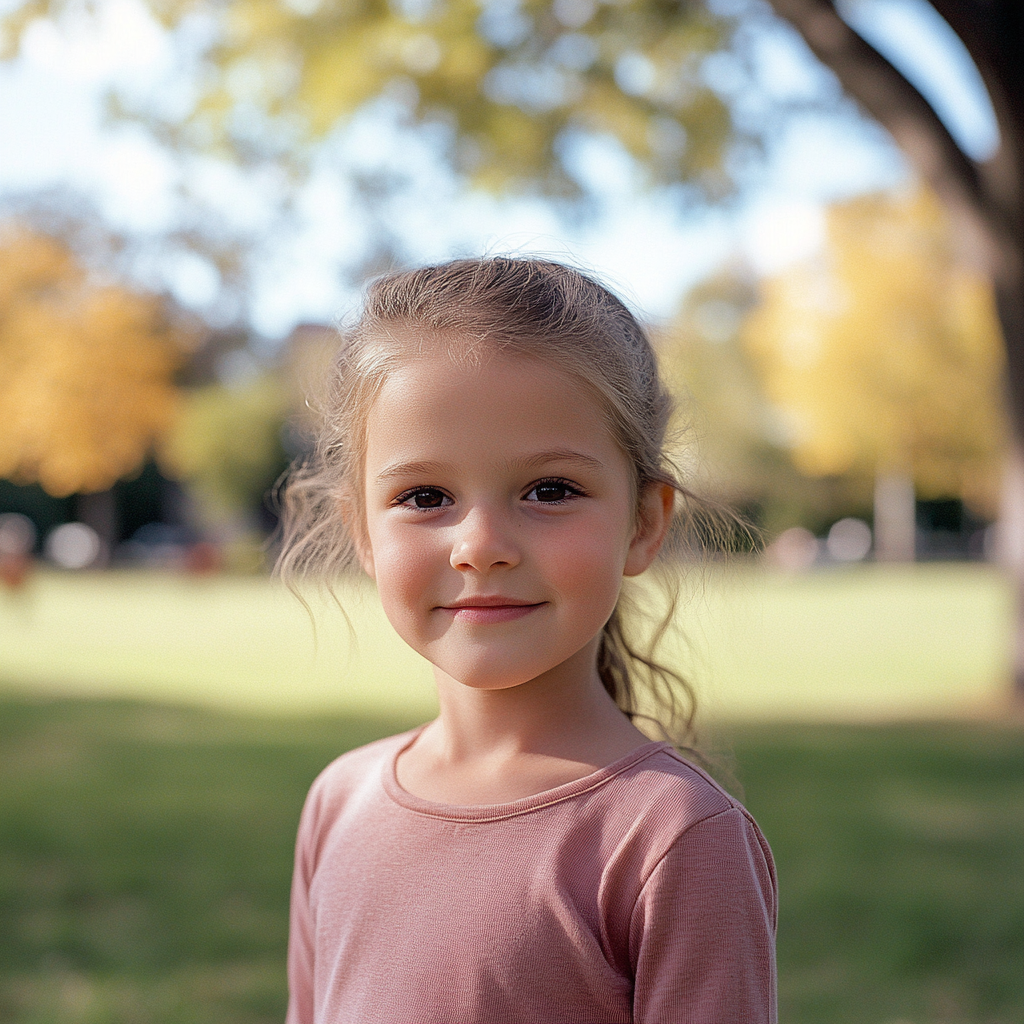 Una niña de pie en un parque | Fuente: Midjourney